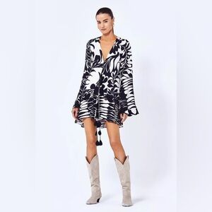 ALEXIS Sintra Mini Dress Black & White - Size Medium